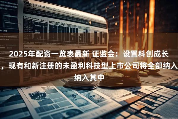 2025年配资一览表最新 证监会：设置科创成长层后，现有和新注册的未盈利科技型上市公司将全部纳入其中