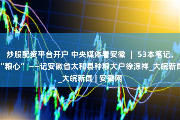 炒股配资平台开户 中央媒体看安徽 ∣ 53本笔记，半个世纪“粮心” ——记安徽省太和县种粮大户徐淙祥_大皖新闻 | 安徽网